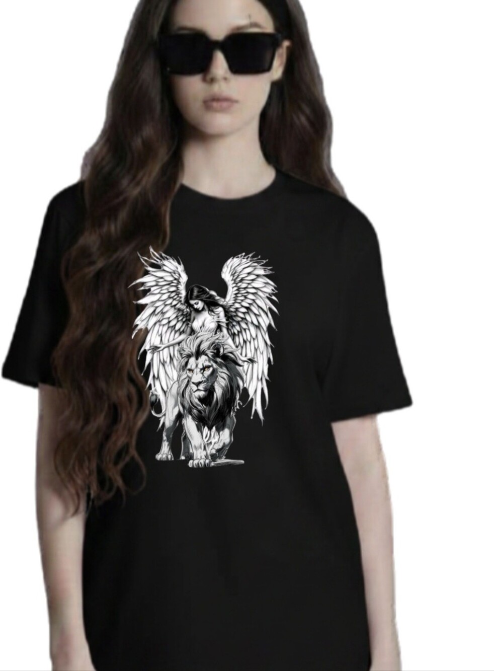 ✨ [LUXURY SELECTION] Custom Guardian Angel & Lion Tee - AD Golden Girl Boutique